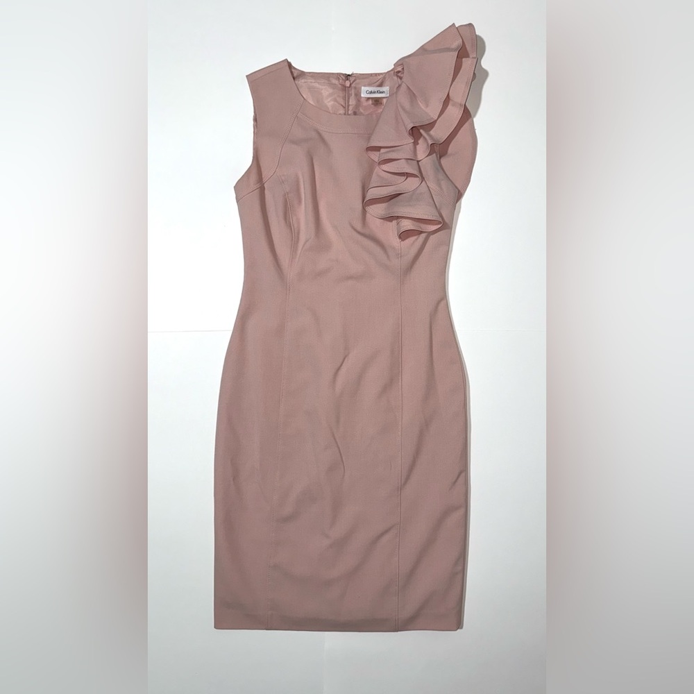 Calvin Klein Pink Flour Ruffled Dress